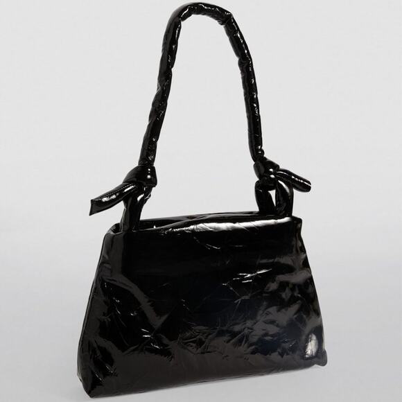 🌿 KASSL Bag Lady Lacquered Leather Shoulder Bag in Black - Picture 16 of 17